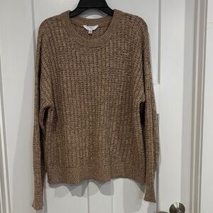 Time and Tru  Cozy Waffle-Knit Crewneck Sweater - Taupe EUC